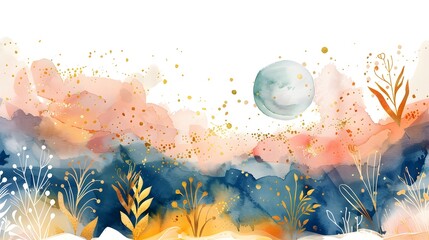 Watercolor Astral Field Flat vector isolated on white