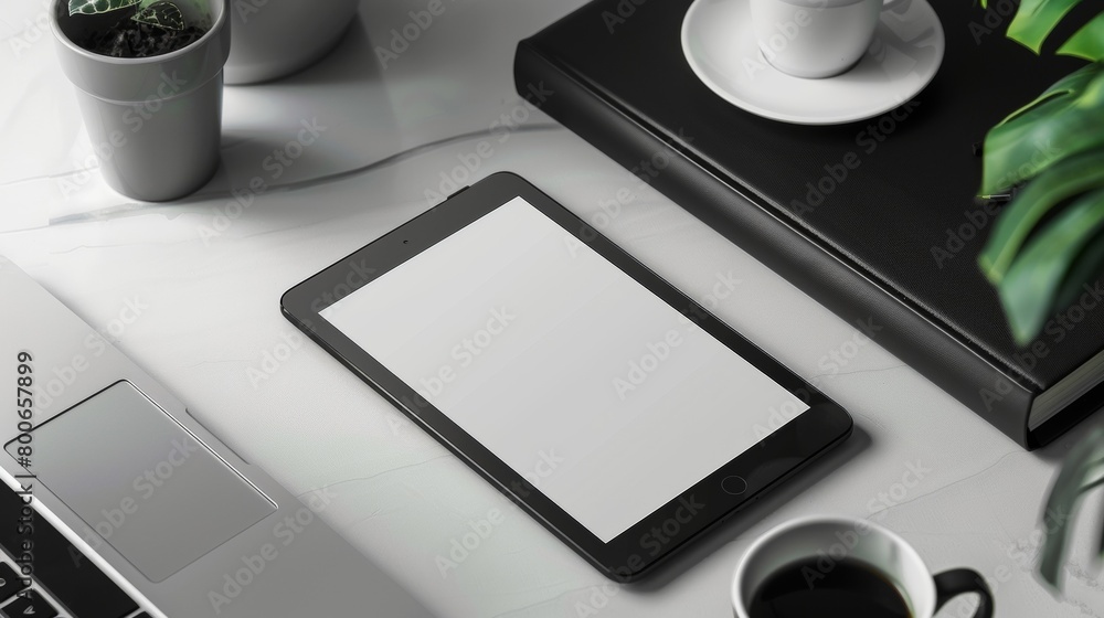Poster blank mockup of a customizable ereader with interchangeable covers and a variety of font and layout 
