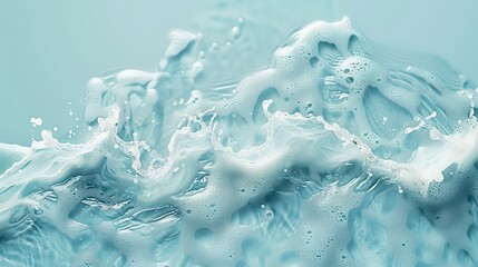 Naklejka premium backdrop of clean water splashed with bubbles with light blue background