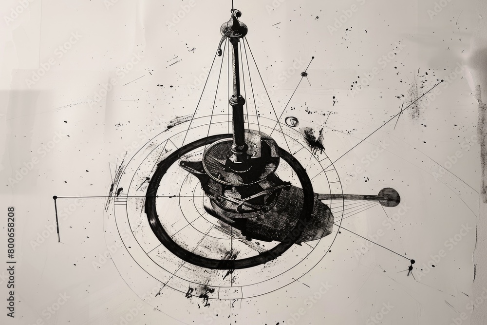 Poster classic black and white image of an antique clock. ideal for time management concepts