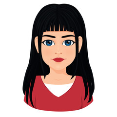 Portrait of woman with black and long hair