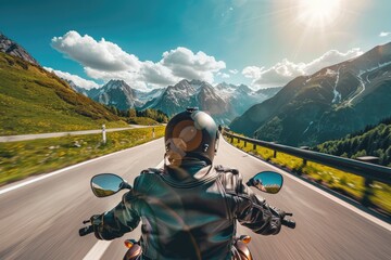 A person riding a motorcycle on a road, perfect for transportation concepts