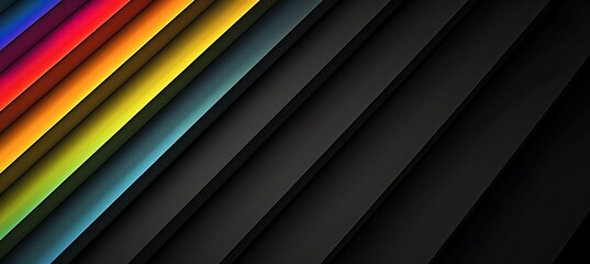 Obraz premium Abstract Black Diagonal Lines with Multicolor Hues on Black Background – Modern and Vibrant Design