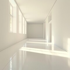 wide empty room in perspective with drawing structure lines in white colors and nice light