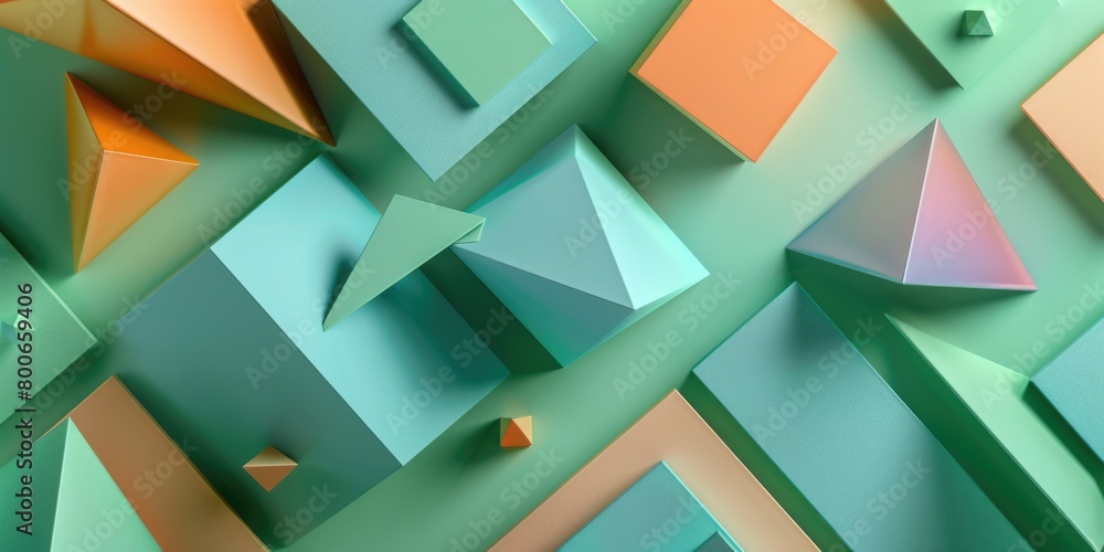 Poster Various colored geometric shapes on display. Ideal for design projects