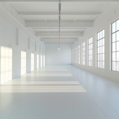 wide empty room in perspective with drawing structure lines in white colors and nice light