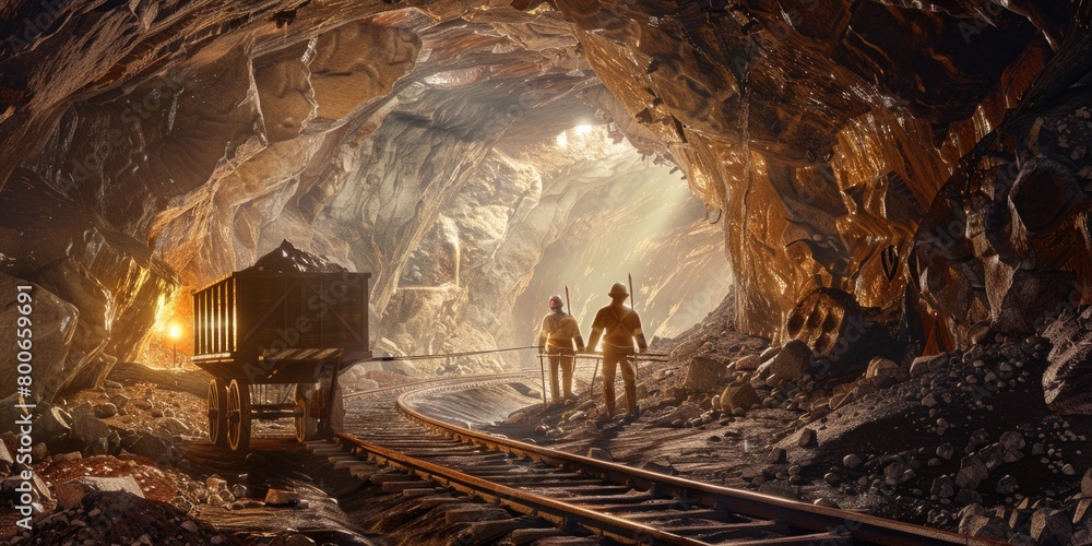 Poster a couple of people walking through a tunnel. suitable for various concepts and themes