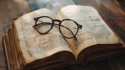 Glasses Resting on Book, Close up