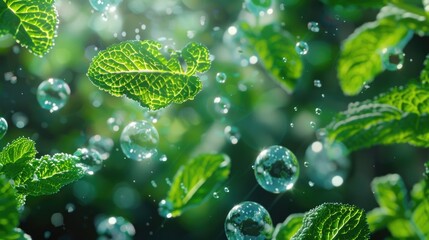 Detailed close up of a leaf with water droplets. Ideal for nature and environmental concepts - Powered by Adobe