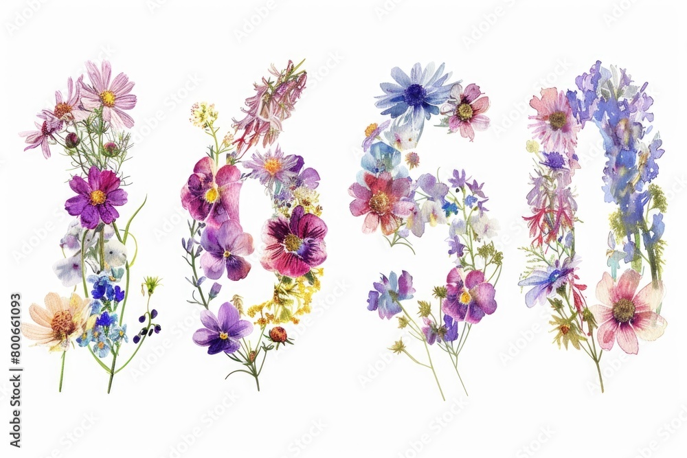 Poster a bunch of flowers next to each other. suitable for various design projects