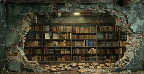 Immersive 3D Library Experience: A Glimpse Through a Broken Wall