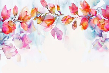 Beautiful watercolor painting of a branch of flowers. Ideal for botanical illustrations