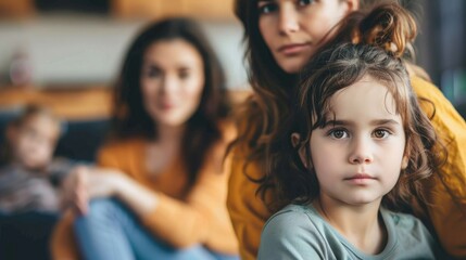 Obraz premium Two Women and a Child Sitting on a Couch