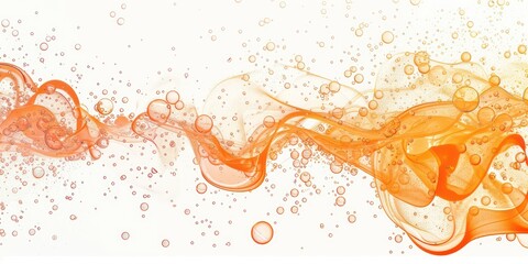 orange monochromatic background with fluid concept, bubbles, water, like a flow of lava of a volcano on a white background