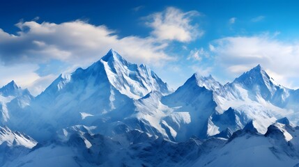 panoramic view of snow-capped mountains on a sunny day