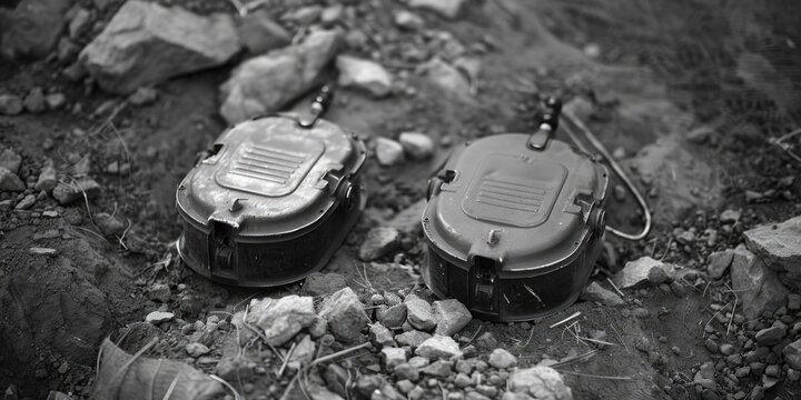 A monochrome image of two camping stoves, perfect for outdoor enthusiasts