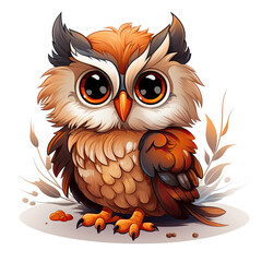 Naklejka premium Watercolor Owl vector, clipart Illustration, Generative Ai