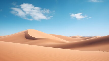 Fototapeta na wymiar Desert sand dunes panorama with blue sky and white clouds