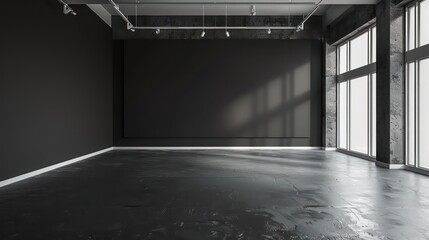 blank white canvas in dark background studio - obrazy, fototapety, plakaty