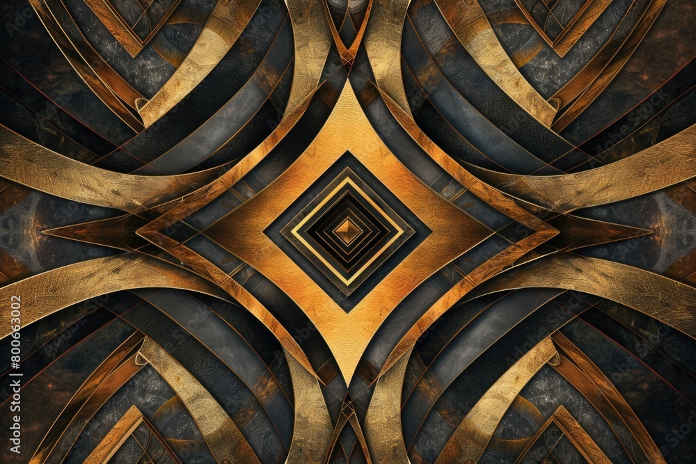 Poster Abstract gold and black design with a square element. Suitable for modern and elegant concepts