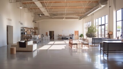 bright and modern warehouse with big windows and nice light