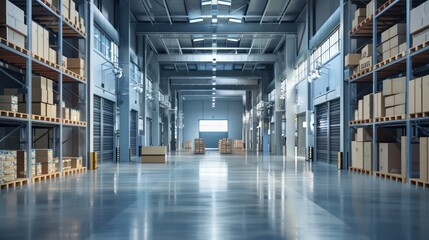 Obraz premium bright and modern warehouse with big windows and nice light