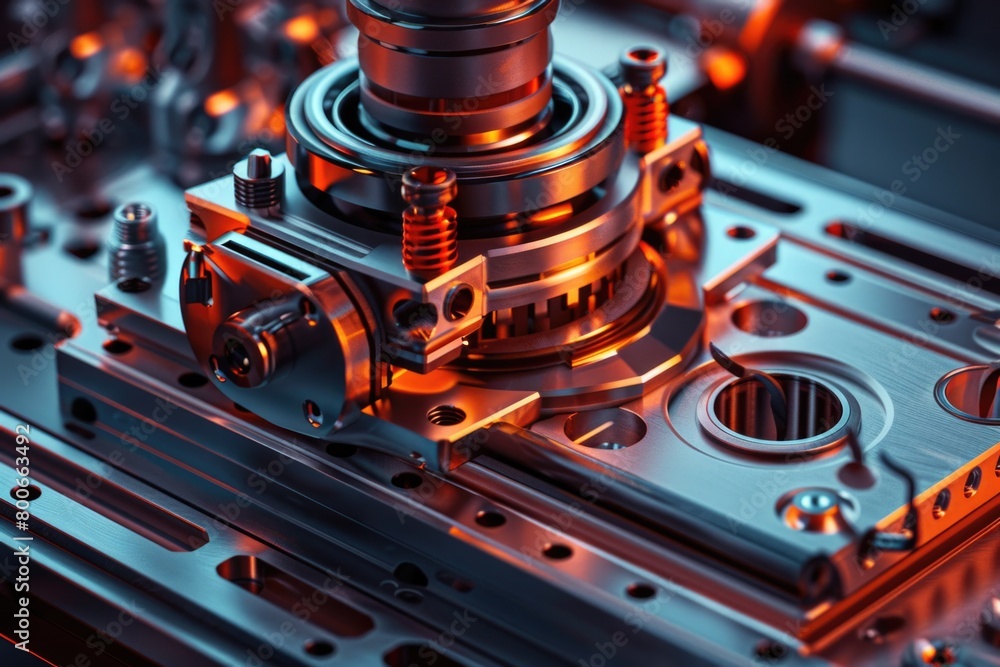 Aufkleber Detailed view of a machine with a glowing light. Suitable for technology concepts