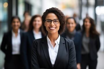 Confident business woman smiling in office