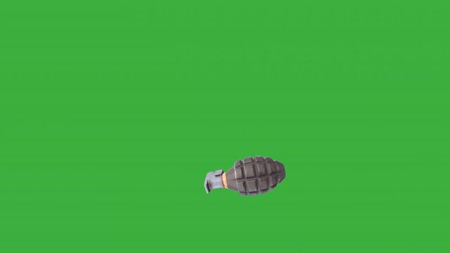 Grenade falling and exploding green screen