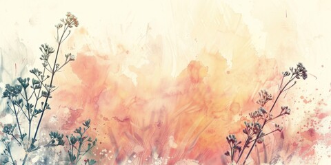 Beautiful watercolor painting of colorful flowers in a field. Perfect for nature lovers and home decor