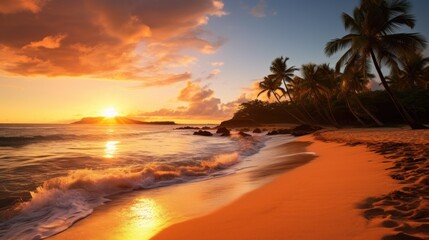 Stunning tropical sunset over the ocean