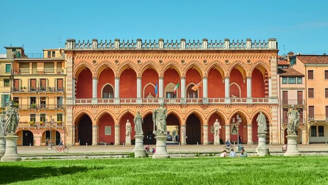 Loggia Amulea is neo-Gothic style building located in the Prato della Valle, the majestic piazza of Padua, Italy. Front of building is characterized by an elegant loggiay.