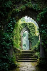 Fototapeta na wymiar Enchanted Archway in Lush Forest