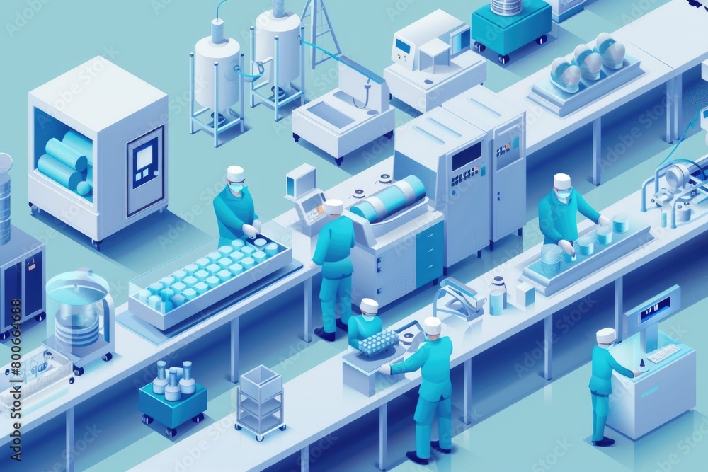 Poster group of people working in a factory. suitable for industrial concepts.