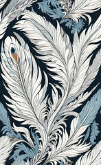 Abstract background with artistic image of feathers, beautiful painting for interior decoration, interior design, vector illustration,