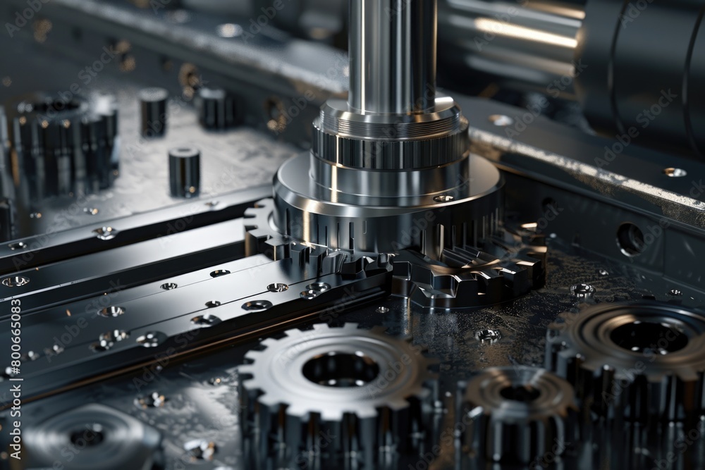 Poster detailed view of a machine with gears. ideal for industrial concepts