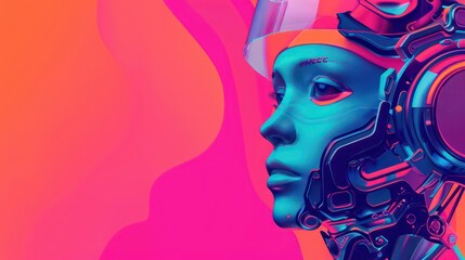 image of a background image of robot in  a AI tool theme, fresh and refreshing colors