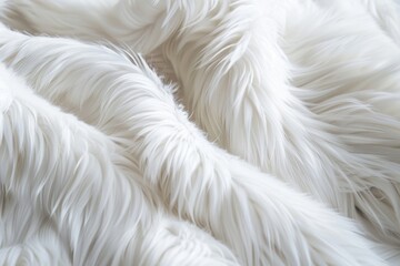 Close up of a white furry blanket, perfect for cozy home decor