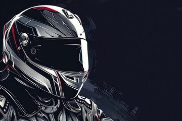 Fototapeta premium A person wearing a helmet and a leather jacket. Suitable for motorcycle or safety concept