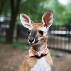 Adorable kangaroo with polka dot scarf
