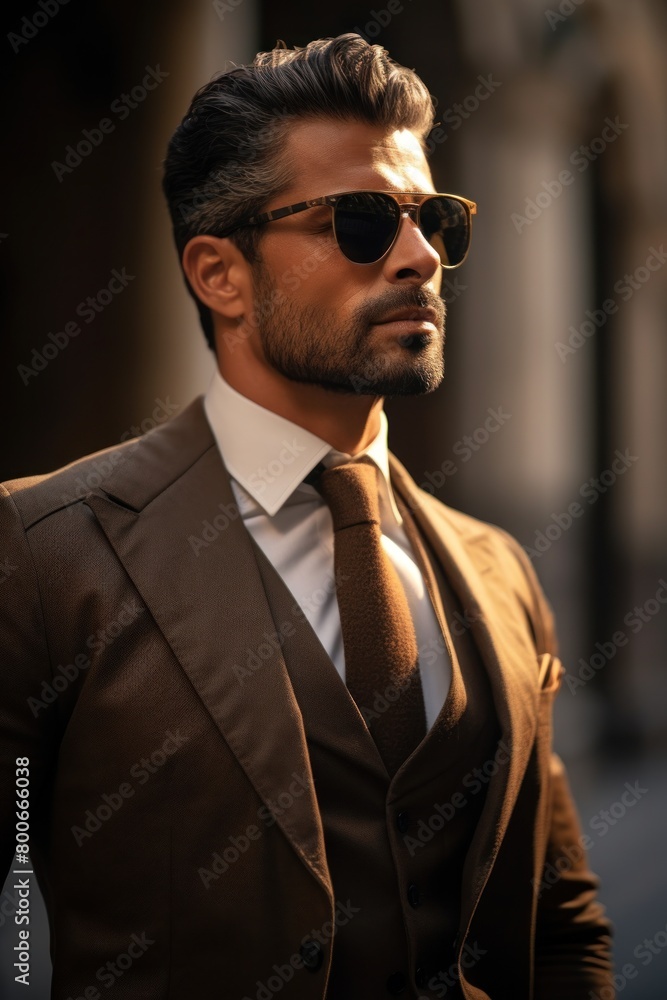 Sticker Stylish businessman in suit and sunglasses