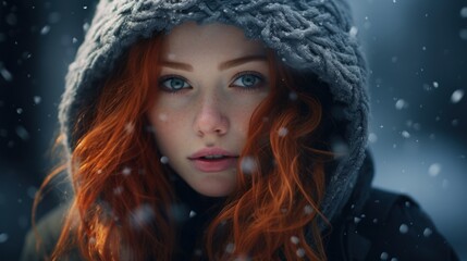 Captivating Redhead in Winter Wonderland