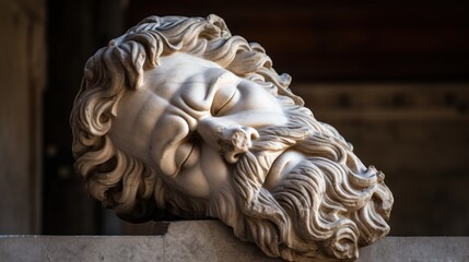 Marble sculpture of a sleeping figure