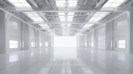 large modern white warehouse interior