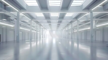 large modern white warehouse interior