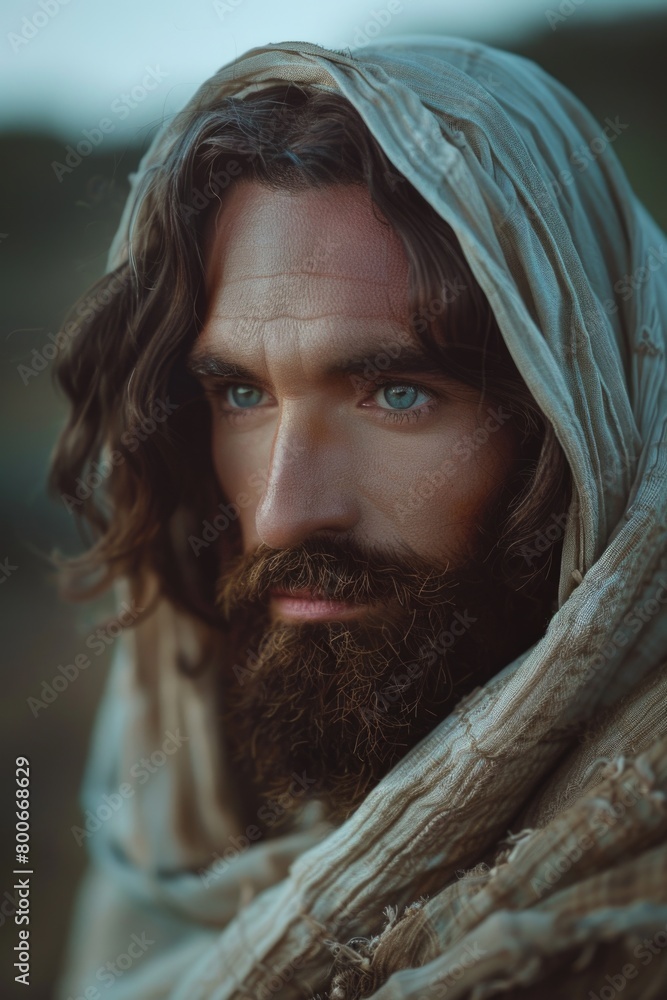 Aufkleber Close up image of a person with a beard. Suitable for various projects
