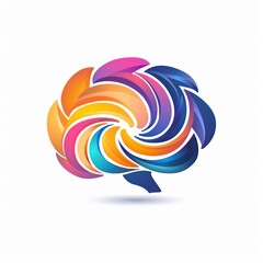 logo of creative brain, colorful, futuristic and minimalist in white background 