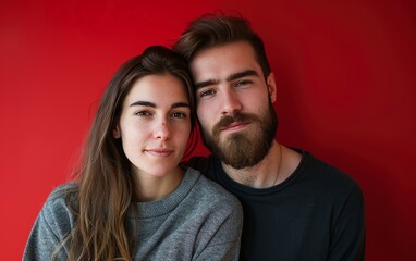 Obraz premium Loving Embrace of a Young Romantic Couple. Generative AI.