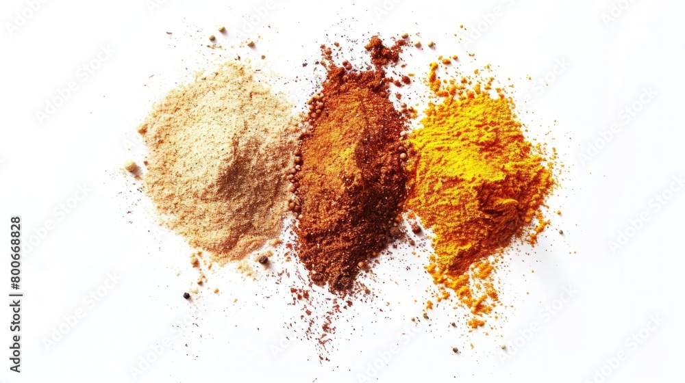 Poster vibrant powders in various colors on a clean white background, perfect for design projects