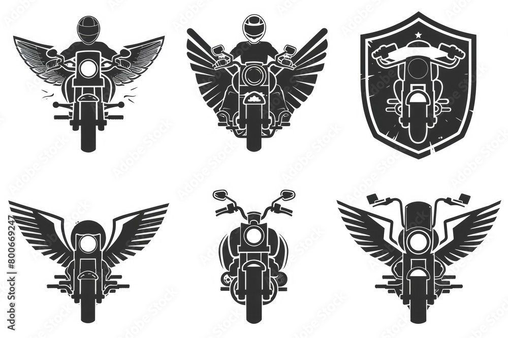 Aufkleber Collection of four unique motorcycle emblems, ideal for branding and customization projects